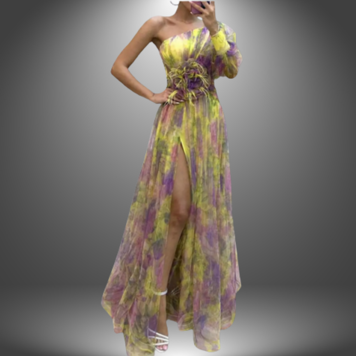 Addison - Bold Floral One-Shoulder Maxi Dress
