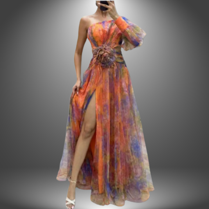 Addison - Bold Floral One-Shoulder Maxi Dress