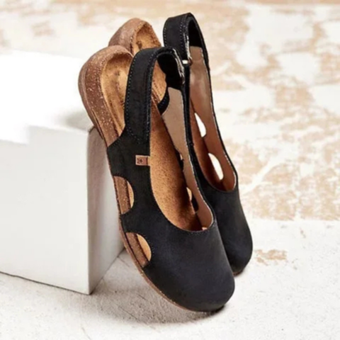 Thora | Women's Leather Closed-Toe Cut-Out Slingback Sandals