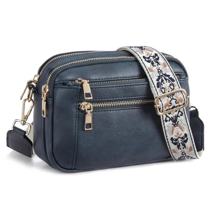 Leni | Women's Vegan Leather Double-Zip Boho Strap Crossbody Bag