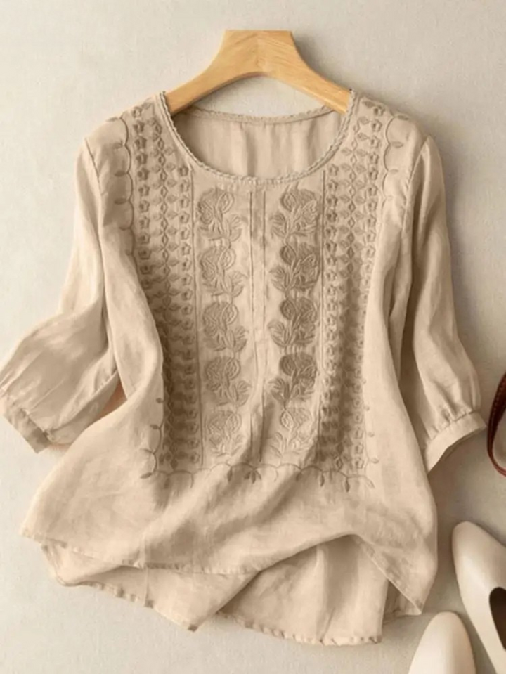 Leila - Embroidered Cotton Boho Blouse