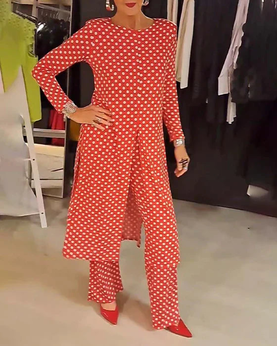 Greta | Polka Dot Ensemble with Feminine Charm