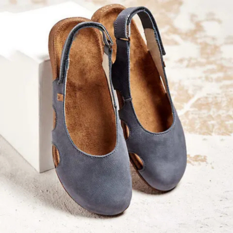 Thora | Women's Leather Closed-Toe Cut-Out Slingback Sandals