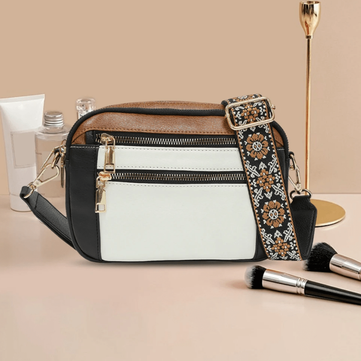 Leni | Women's Vegan Leather Double-Zip Boho Strap Crossbody Bag