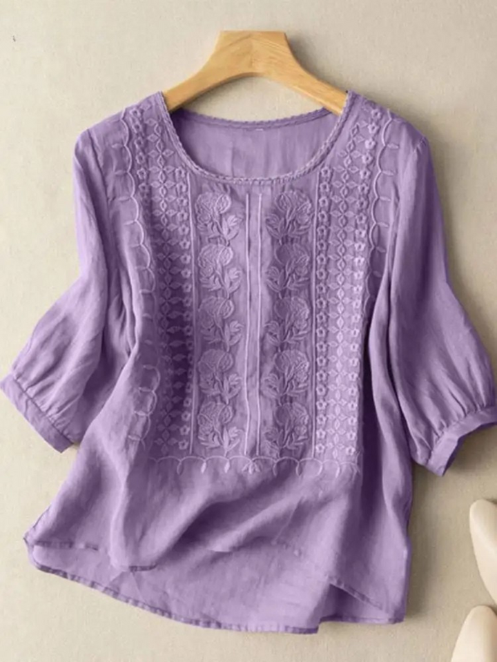 Leila - Embroidered Cotton Boho Blouse