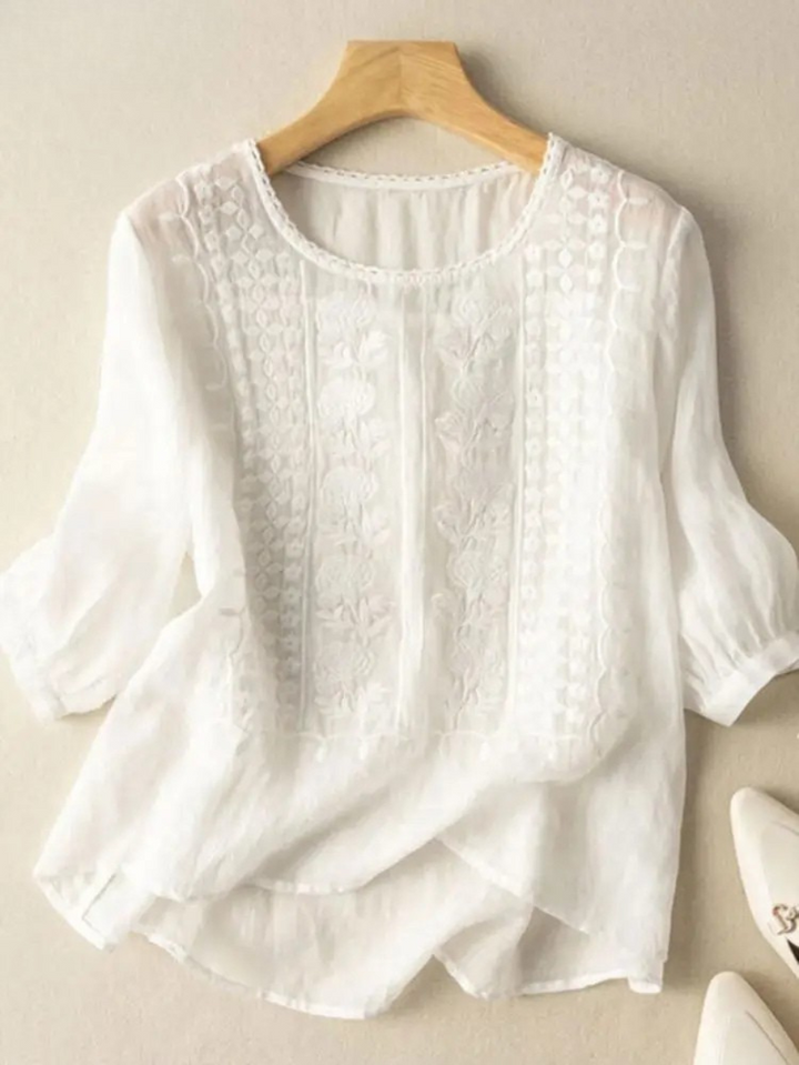 Leila - Embroidered Cotton Boho Blouse