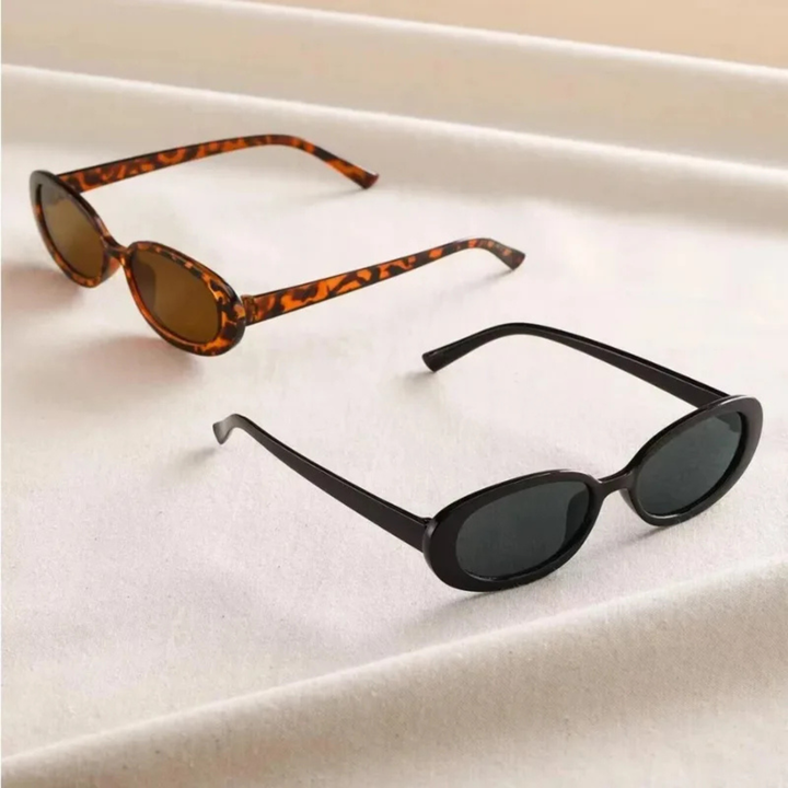 Lana | Women's UV-Protection Retro Oval Sunglasses Set