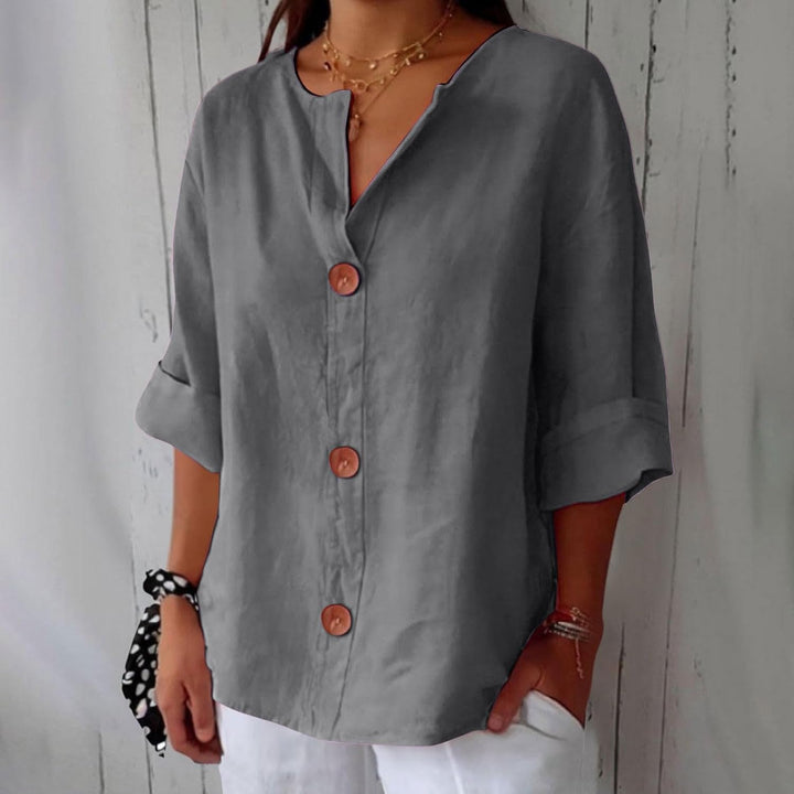 Mira's Relaxed Style | Button-Front Blouse