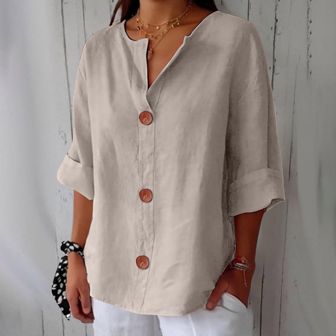 Mira's Relaxed Style | Button-Front Blouse