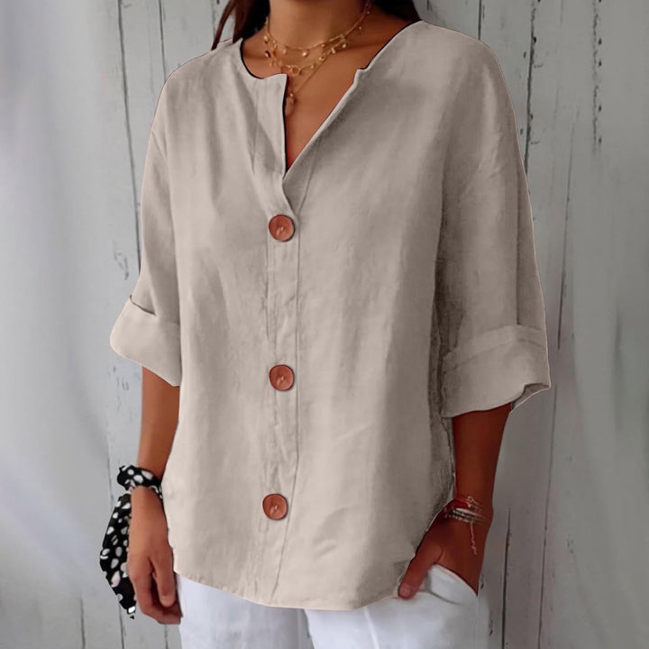 Mira's Relaxed Style | Button-Front Blouse