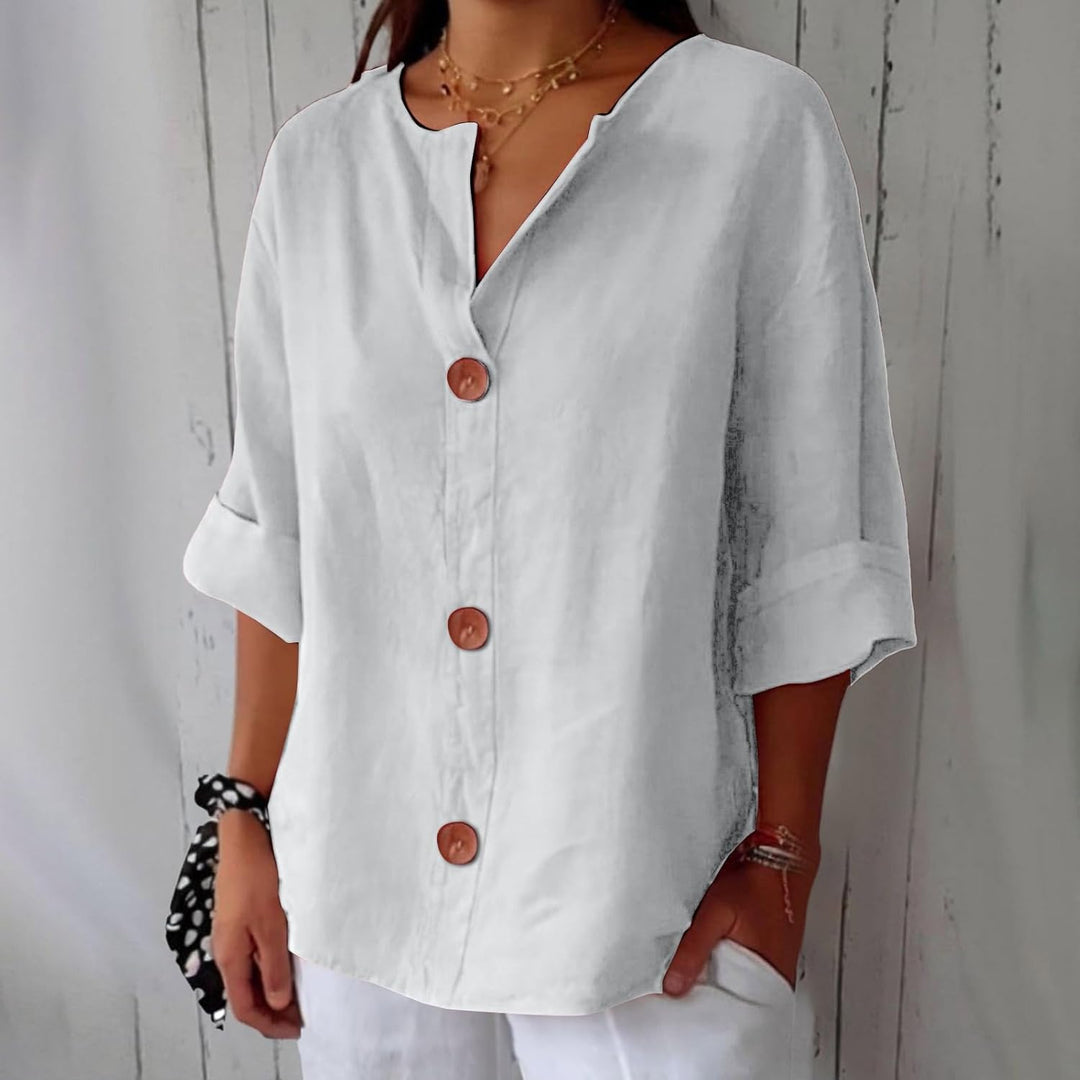 Mira's Relaxed Style | Button-Front Blouse