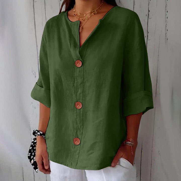 Mira's Relaxed Style | Button-Front Blouse