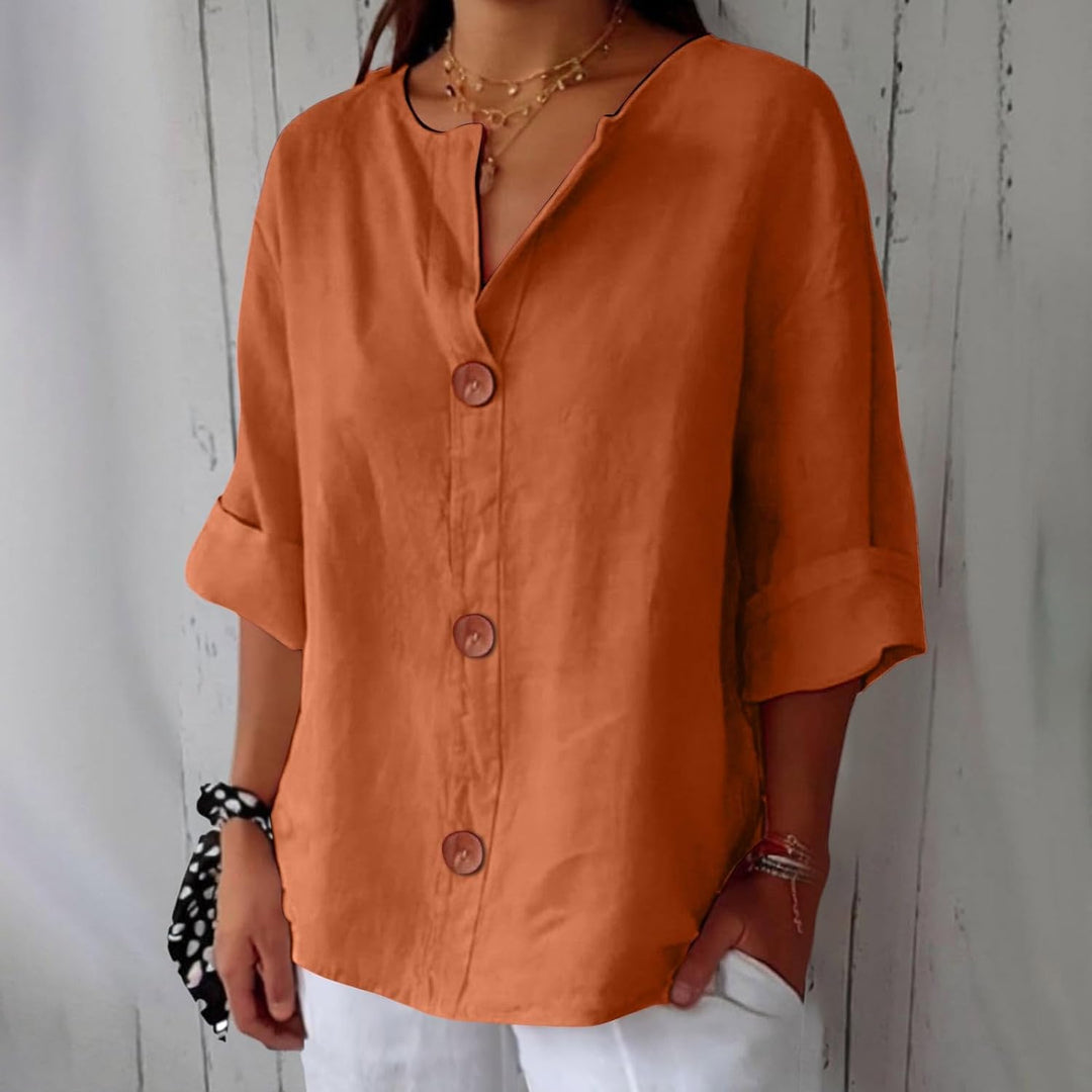 Mira's Relaxed Style | Button-Front Blouse