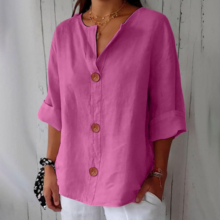 Mira's Relaxed Style | Button-Front Blouse