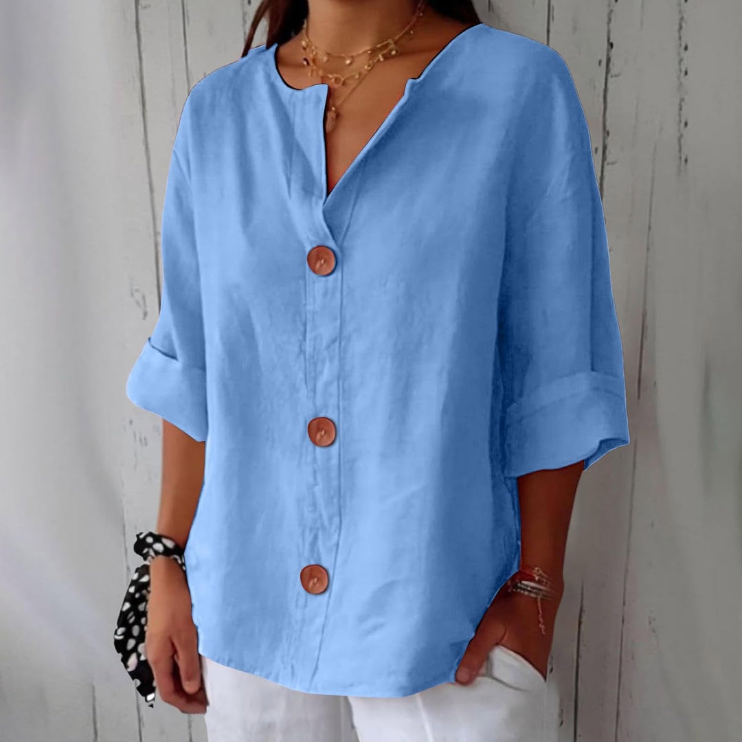 Mira's Relaxed Style | Button-Front Blouse