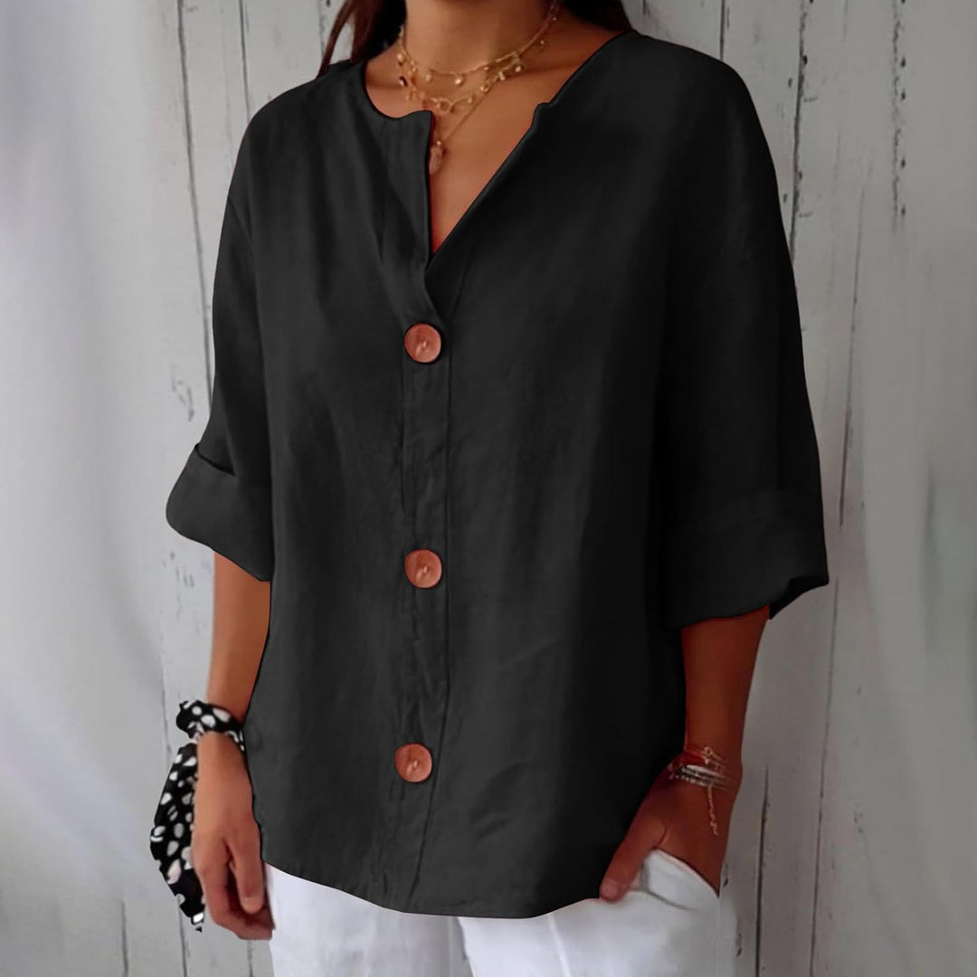 Mira's Relaxed Style | Button-Front Blouse