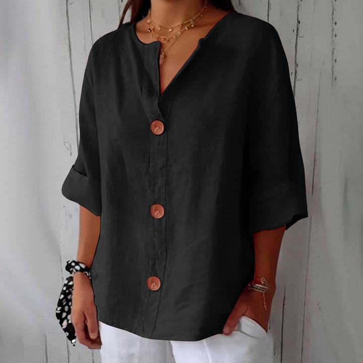 Mira's Relaxed Style | Button-Front Blouse