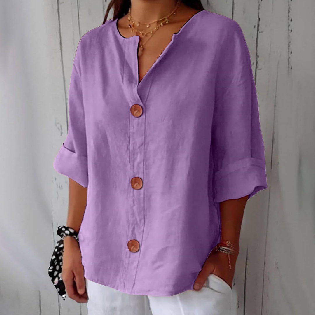 Mira's Relaxed Style | Button-Front Blouse