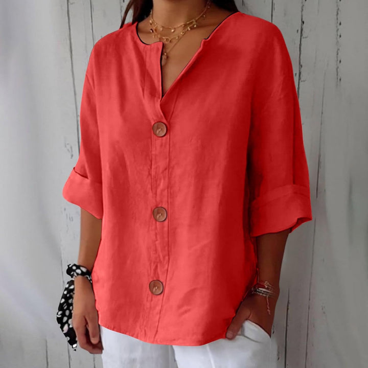 Mira's Relaxed Style | Button-Front Blouse