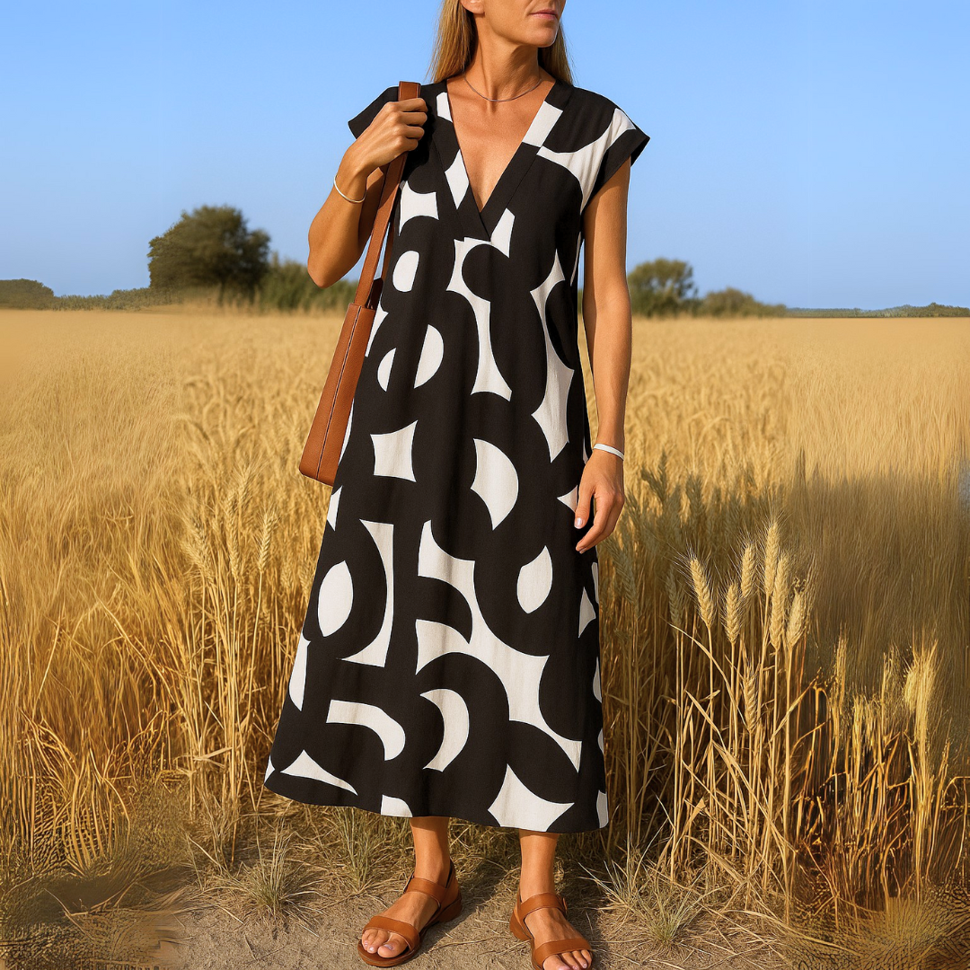 Camilla's Bold Flow | V-Neck Maxi Dress