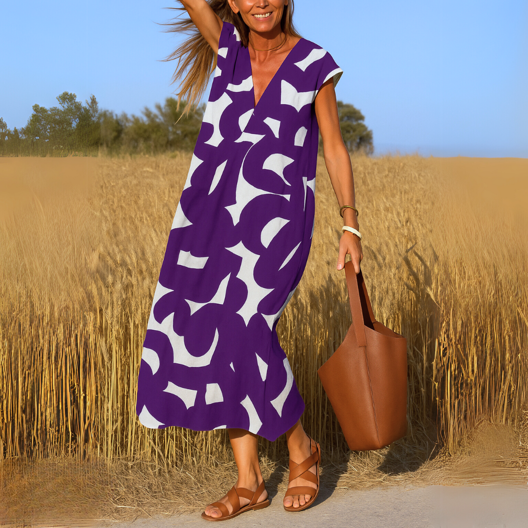 Camilla's Bold Flow | V-Neck Maxi Dress