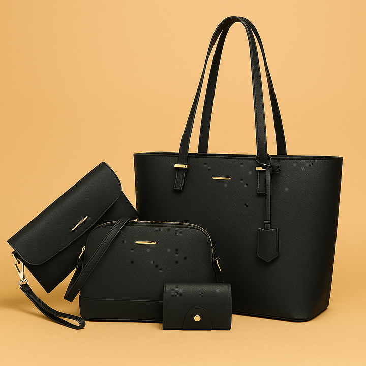 Adeline | Women's Vegan Leather Tote Bag 4 Piece Set