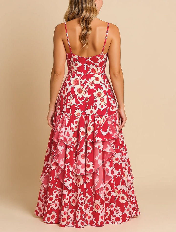 Amara's Blooming Charm | Strapless Floral Maxi Dress