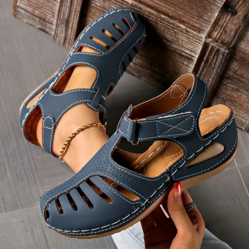 Alma | Women's Orthopedic Leather Closed-Toe Cutout Sandals