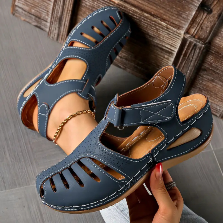 Alma | Women's Orthopedic Leather Closed-Toe Cutout Sandals