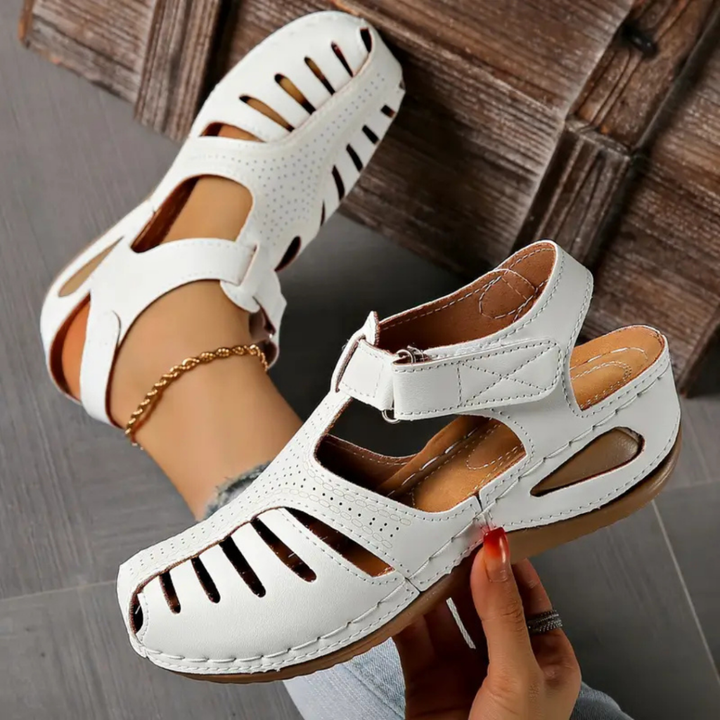 Alma | Women's Orthopedic Leather Closed-Toe Cutout Sandals