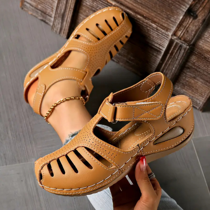 Alma | Women's Orthopedic Leather Closed-Toe Cutout Sandals