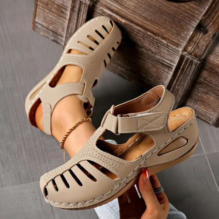 Alma | Women's Orthopedic Leather Closed-Toe Cutout Sandals
