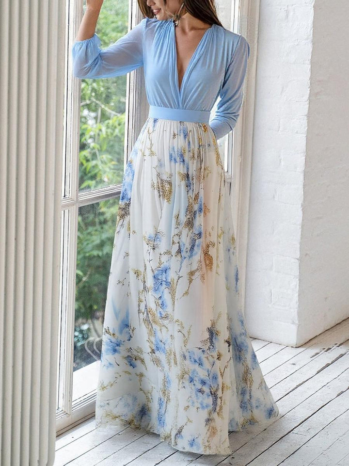 Celeste's Airy Grace | Long Sleeve Maxi Dress