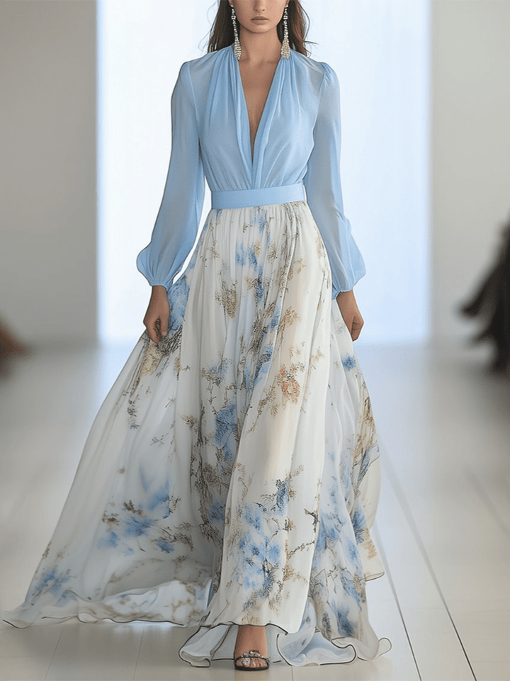 Celeste's Airy Grace | Long Sleeve Maxi Dress