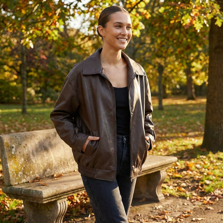 Ashley | Women's Oversized Zip-Up Bomber Jacket