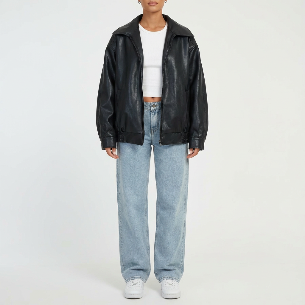 Ashley | Women's Oversized Zip-Up Bomber Jacket