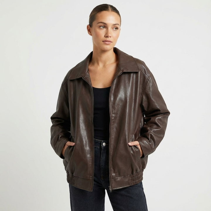 Ashley | Women's Oversized Zip-Up Bomber Jacket