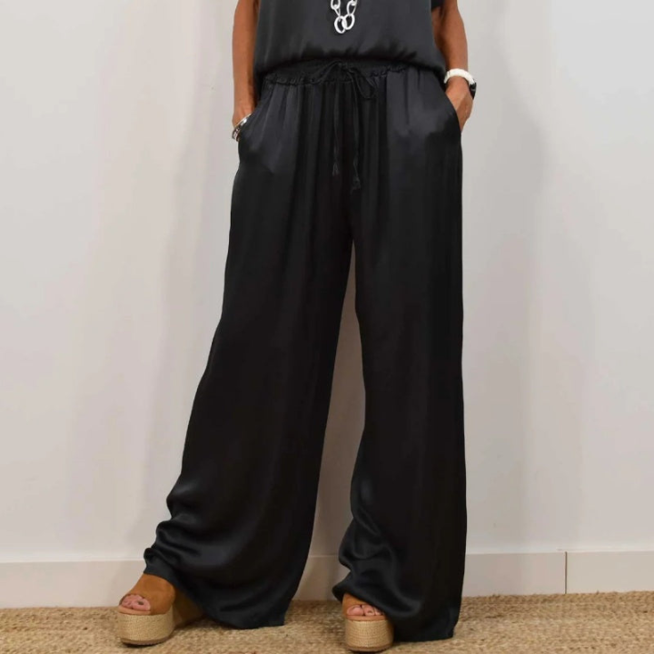 Aster | Women's Satin Wide-Leg Two-Piece Lounge Set
