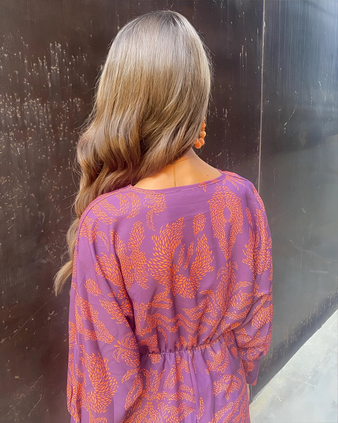 Vespera’s Regal Touch | Elegant Floral Midi Dress