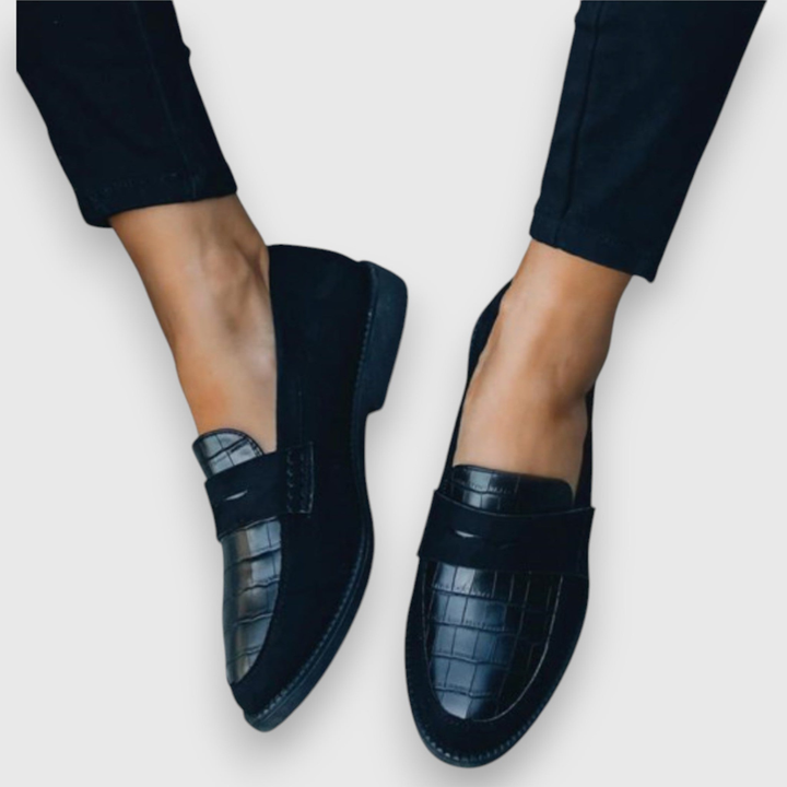 Blaire | Women's Suede Croc-Embossed Penny Loafers