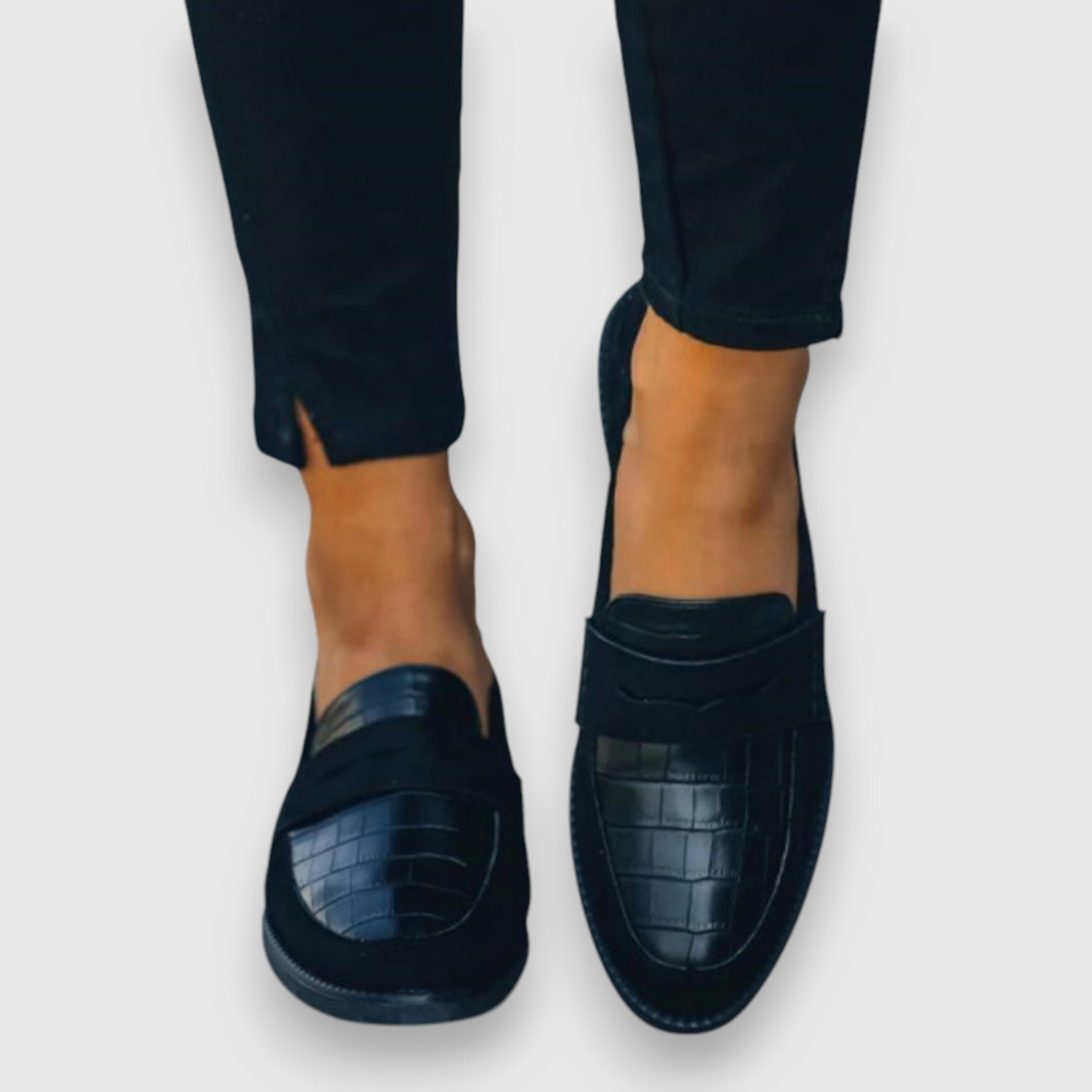 Blaire | Women's Suede Croc-Embossed Penny Loafers