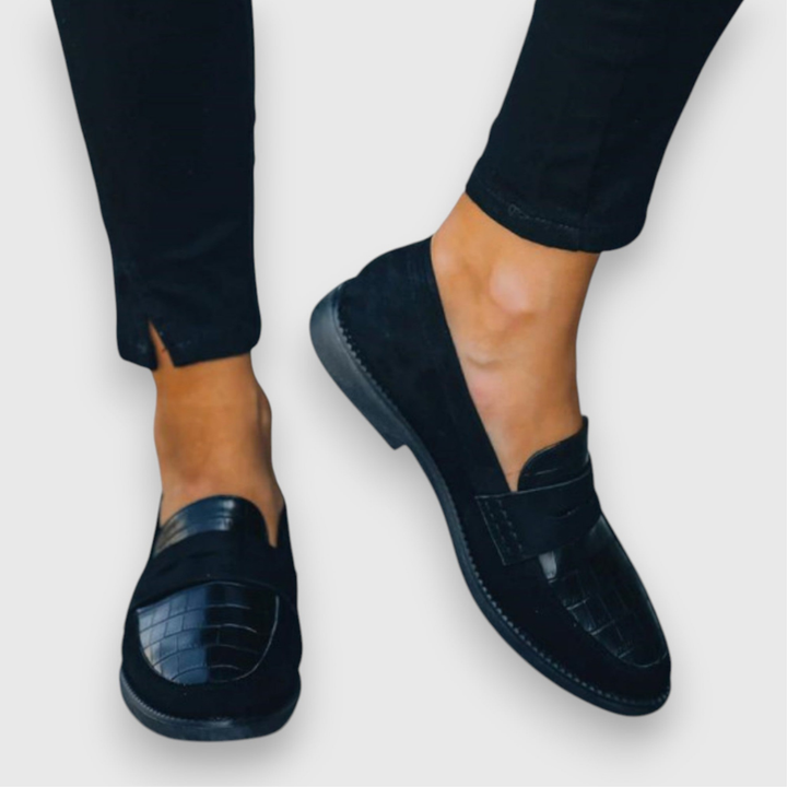Blaire | Women's Suede Croc-Embossed Penny Loafers