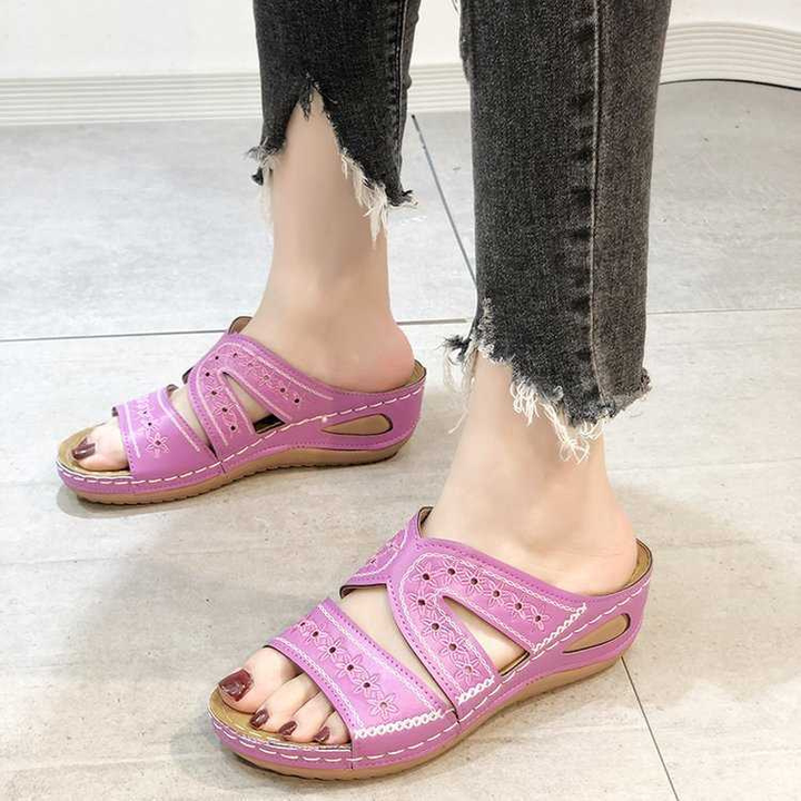 Britta | Women's Orthopedic Cut Out Wedge Slide Sandals