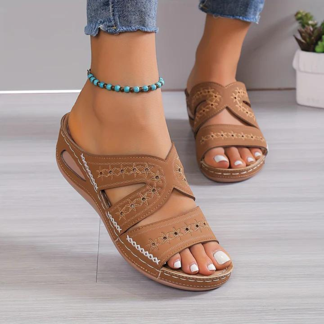 Britta | Women's Orthopedic Cut Out Wedge Slide Sandals