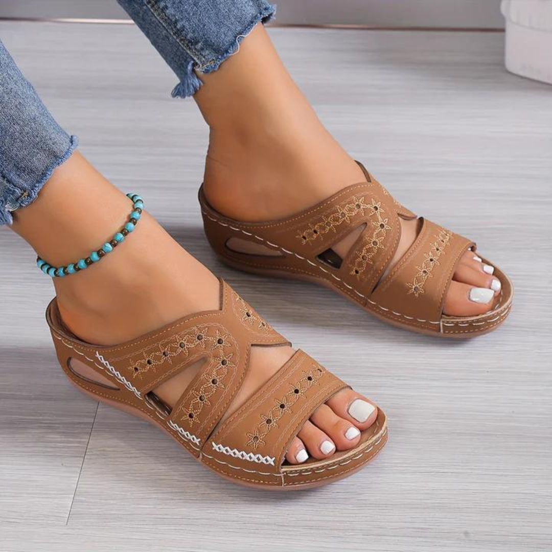 Britta | Women's Orthopedic Cut Out Wedge Slide Sandals