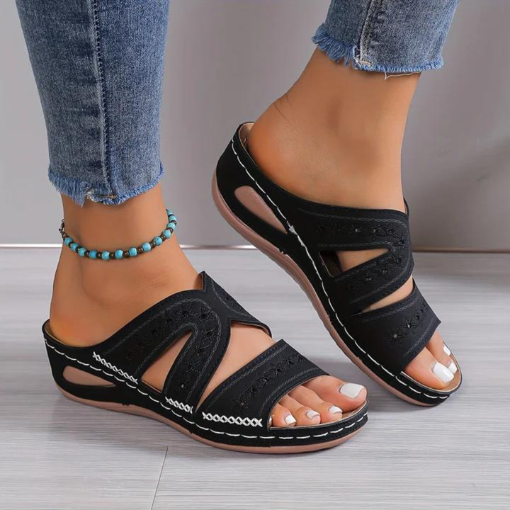Britta | Women's Orthopedic Cut Out Wedge Slide Sandals