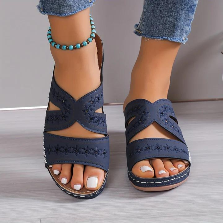 Britta | Women's Orthopedic Cut Out Wedge Slide Sandals