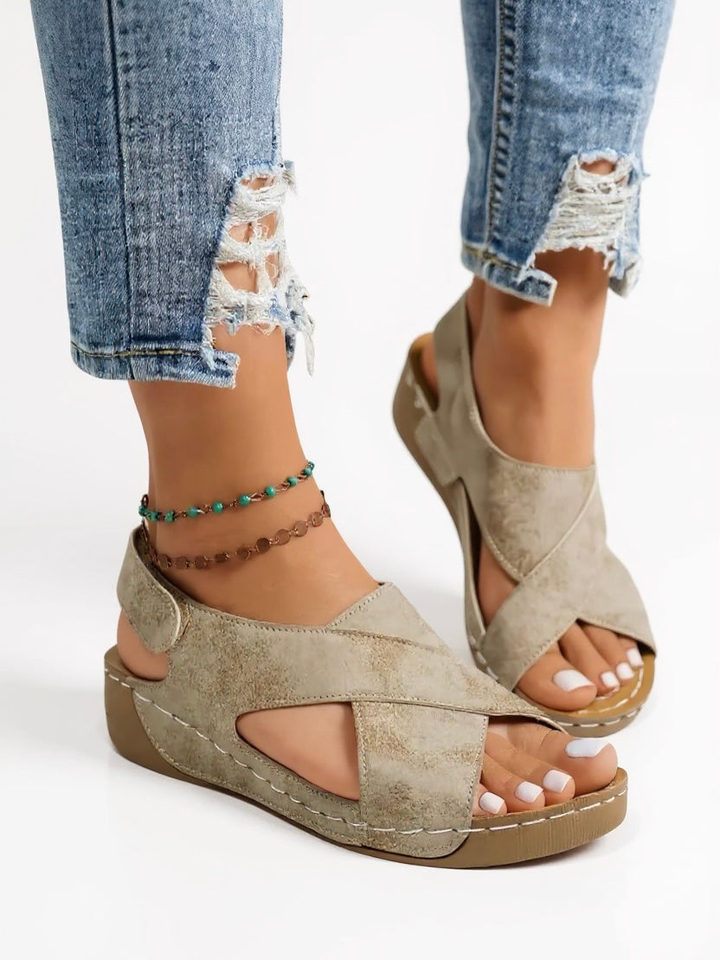 Calla | Women's Orthopedic Leather Crossover Platform Sandals