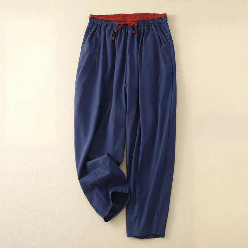 Callum | Women's Linen Drawstring Tapered Casual Trousers