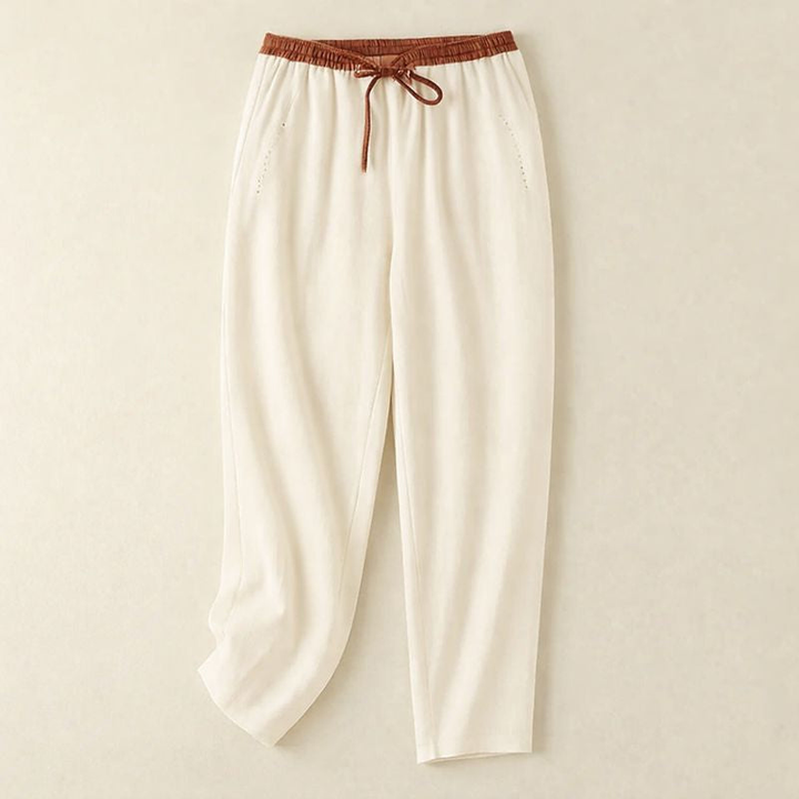 Callum | Women's Linen Drawstring Tapered Casual Trousers